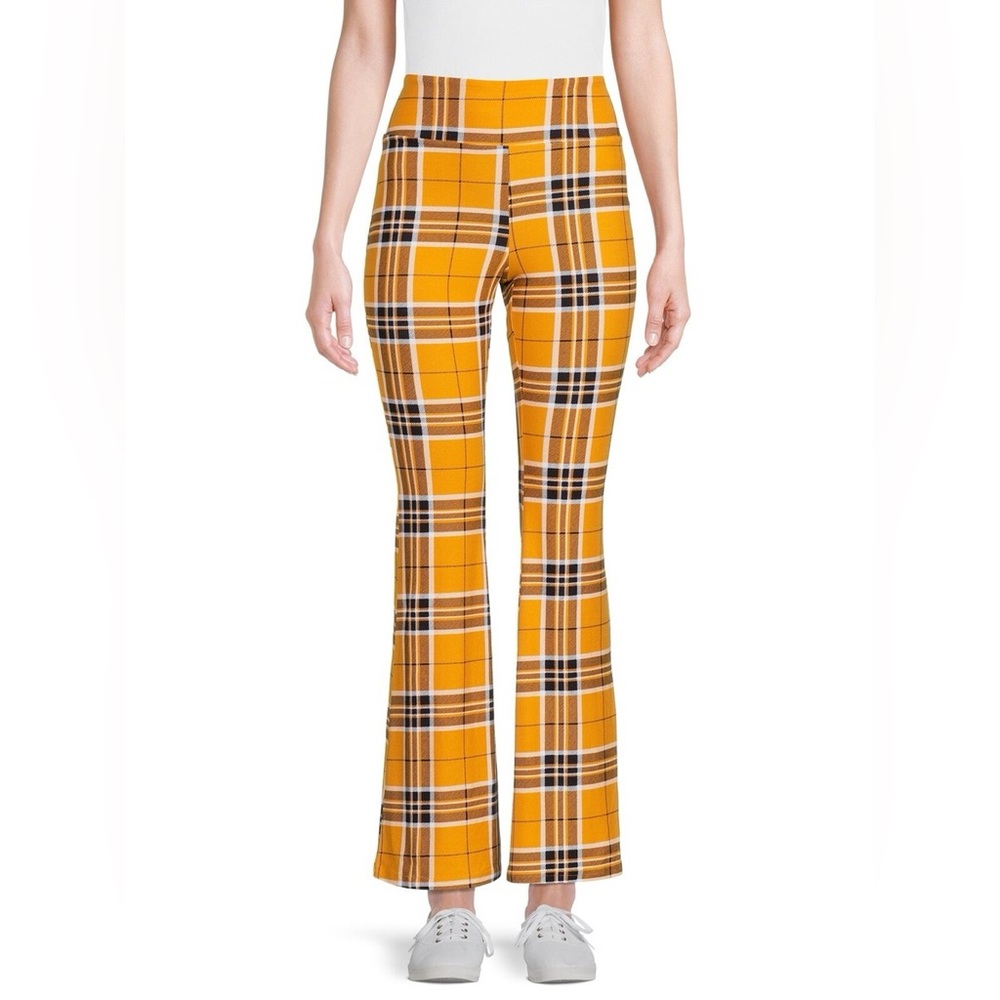 No Boundaries Plaid Knit Flare legging Pants Juniors Women